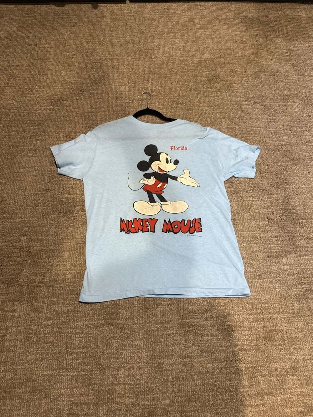 Vintage 80s Disney Mickey Mouse Florida T-Shirt Light Blue - Picture 2 of 4